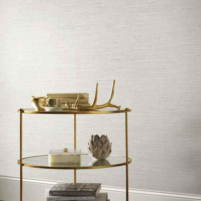 Ribbon Bamboo White & Silver Metallic Wallpaper - York Wallcoverings - DD3833 - York Wallcoverings Wallpaper