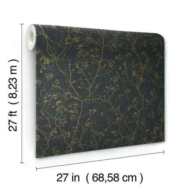 Luminous Branches Black & Gold Wallpaper - York Wallcoverings - DD3811 - York Wallcoverings Wallpaper