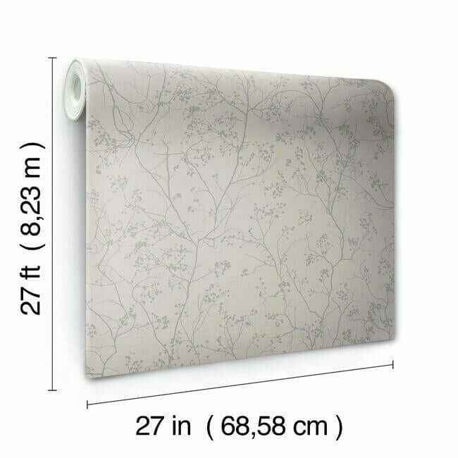 Luminous Branches Grey & Silver Wallpaper - York Wallcoverings - DD3814 - York Wallcoverings Wallpaper