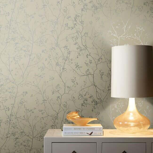 luminous-branches-taupe-silver-wallpaper-york-wallcoverings-dd3815 - York Wallcoverings Wallpaper