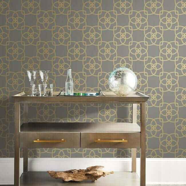 Serendipity Grey & Gold Metallic Wallpaper - York Wallcoverings - Y6200204 - York Wallcoverings Wallpaper