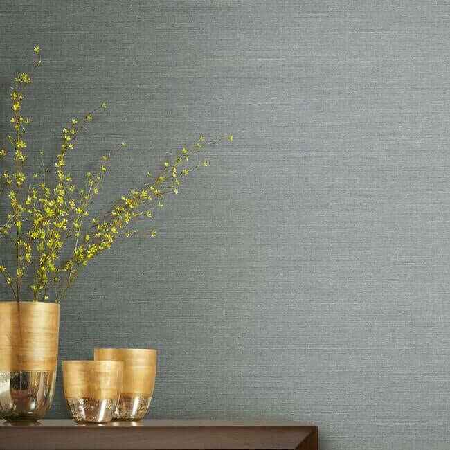 Shining Sisal Blue & Silver Wallpaper - York Wallcoverings - DD3734 - York Wallcoverings Wallpaper