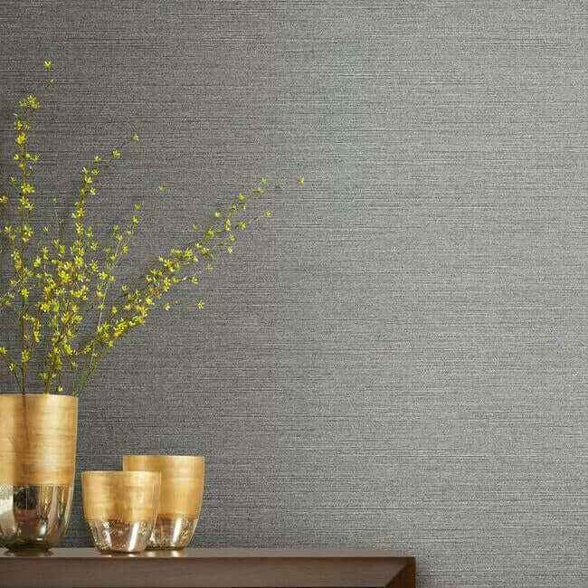 Shining Sisal Silver Metallic Wallpaper - York Wallcoverings - DD3731 - York Wallcoverings Wallpaper