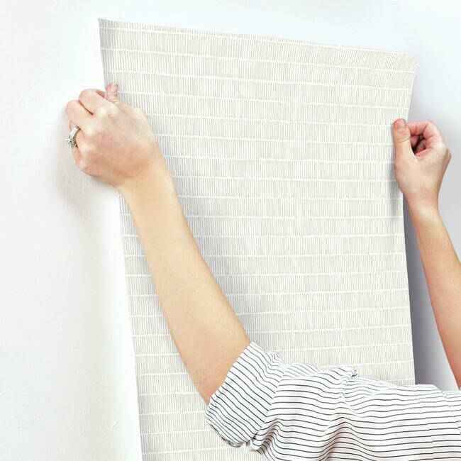 Horizontal Hash Marks White & Cream Wallpaper - York Wallcoverings - BW3812 - York Wallcoverings Wallpaper