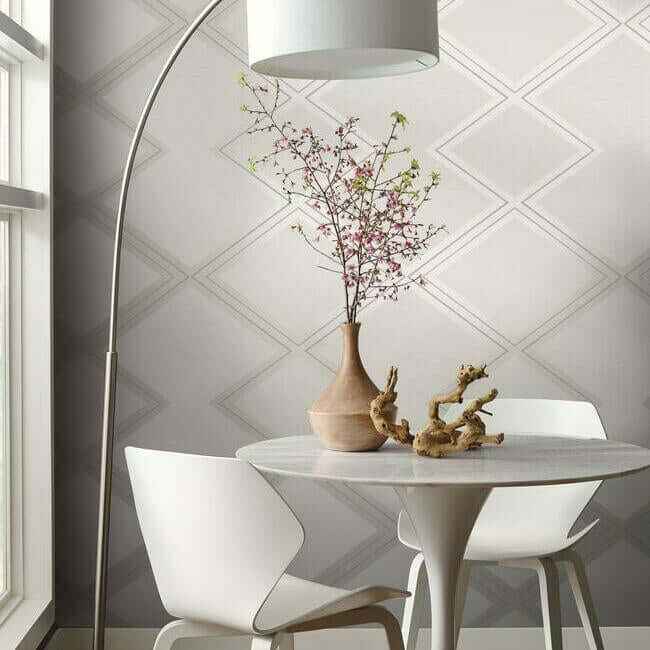 Diamond Twist White & Cream Wallpaper - York Wallcoverings - BW3821 - York Wallcoverings Wallpaper