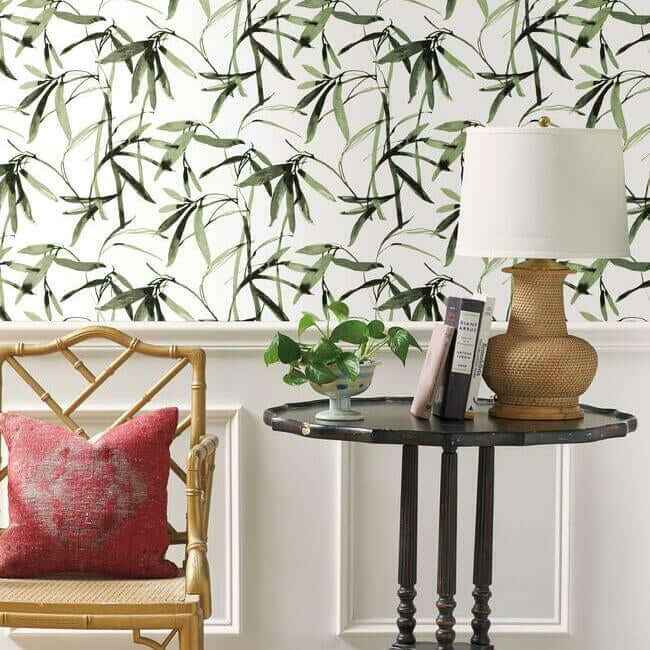 Bamboo Ink Green & Black Wallpaper - York Wallcoverings - BW3842 - York Wallcoverings Wallpaper
