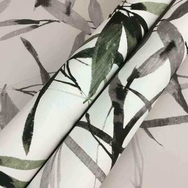 Bamboo Ink Green & Black Wallpaper - York Wallcoverings - BW3842 - York Wallcoverings Wallpaper