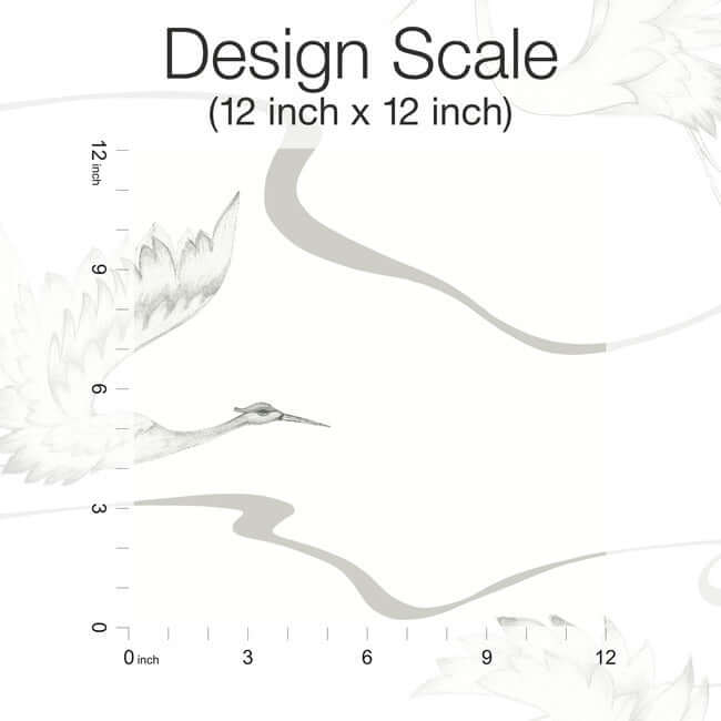 soaring-cranes-white-silver-wallpaper-york-wallcoverings-bw3873 - York Wallcoverings Wallpaper