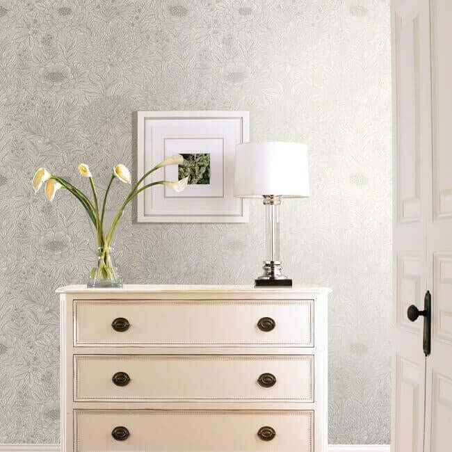 Wood Block Blooms Cream Wallpaper - York Wallcoverings - BW3921 - York Wallcoverings Wallpaper