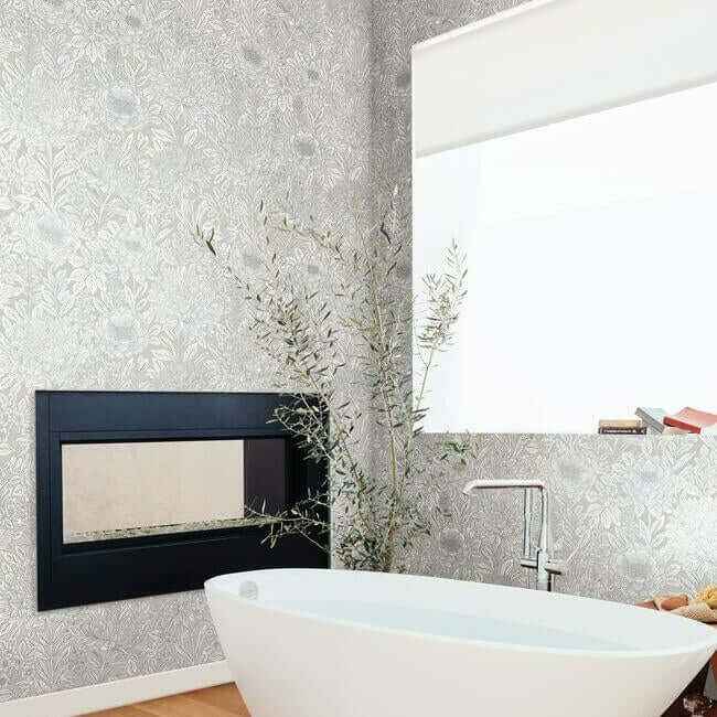 Wood Block Blooms Taupe & Silver Wallpaper - York Wallcoverings - BW3922