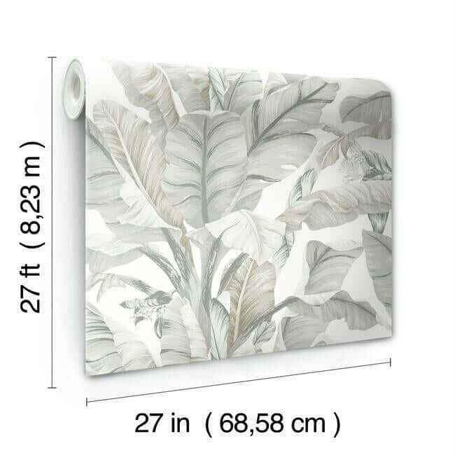 Banana Leaf White & Cream Wallpaper - York Wallcoverings - BW3972 - York Wallcoverings Wallpaper