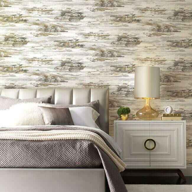Birch Bark Texture Black & Gold Wallpaper - York Wallcoverings - BW3961 - York Wallcoverings Wallpaper
