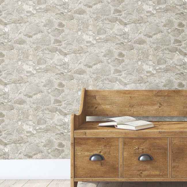 Field Stone Grey Wallpaper - York Wallcoverings - MN1802