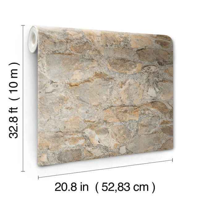 Field Stone Grasscloth Tan & Grey Wallpaper - York Wallcoverings - PA130904LW - York Wallcoverings Wallpaper