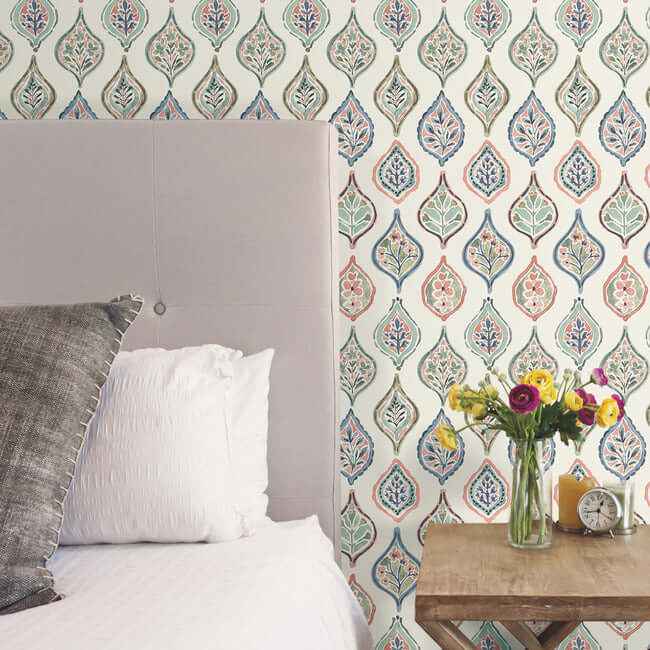 Marketplace Motif Off White & Green Wallpaper - York Wallcoverings - MN1853 - York Wallcoverings Wallpaper