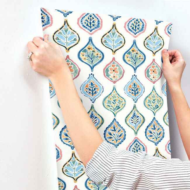 Marketplace Motif White & Multi Wallpaper - York Wallcoverings - MN1852 - York Wallcoverings Wallpaper
