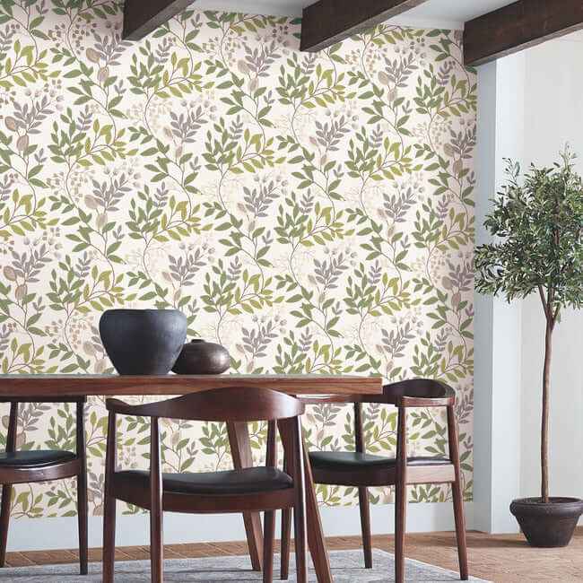 Eden Retreat Beige & Green Wallpaper - York Wallcoverings - MN1844 - York Wallcoverings Wallpaper