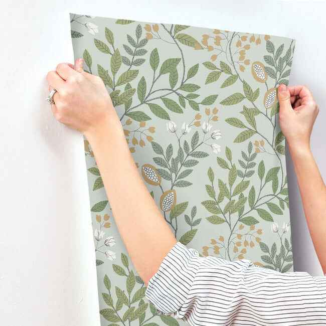 Eden Retreat Green & Gold Wallpaper - York Wallcoverings - MN1840 - York Wallcoverings Wallpaper
