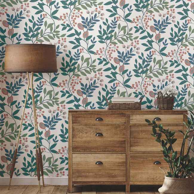 Eden Retreat Pink & Teal Wallpaper - York Wallcoverings - MN1843 - York Wallcoverings Wallpaper