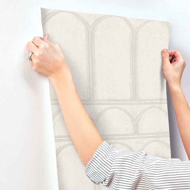 Arches Beige & Pearl Wallpaper - York Wallcoverings - MN1831 - York Wallcoverings Wallpaper