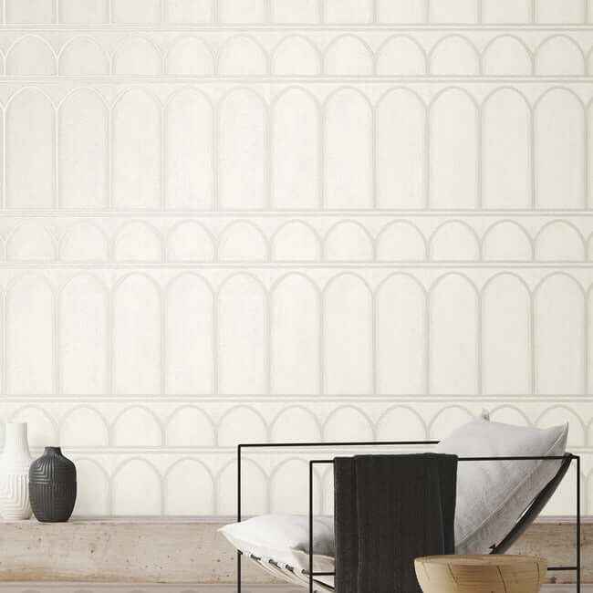 Arches White & Pearl Wallpaper - York Wallcoverings - MN1830