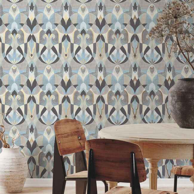 Malta Neutal & Blue Wallpaper - York Wallcoverings - MN1921 - York Wallcoverings Wallpaper