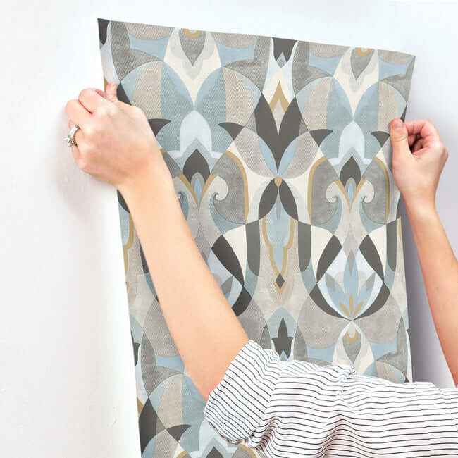 Malta Neutal & Blue Wallpaper - York Wallcoverings - MN1921 - York Wallcoverings Wallpaper