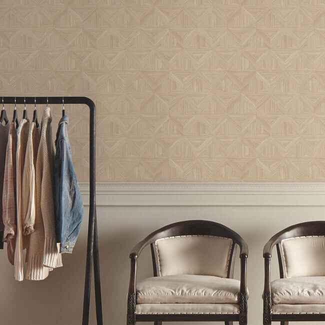 Parquet Beige Wallpaper - York Wallcoverings - OM3623 - York Wallcoverings Wallpaper