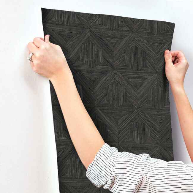 Parquet Black Wallpaper - York Wallcoverings - OM3621 - York Wallcoverings Wallpaper