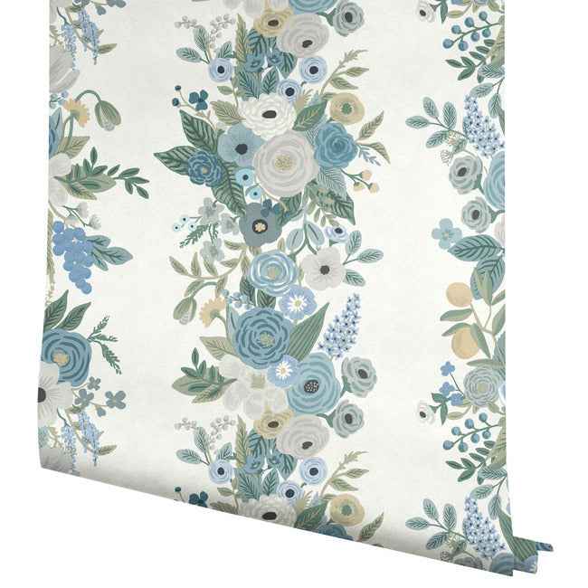 Garden Party Trellis White & Blue Wallpaper - York Wallcoverings - RP7314 - York Wallcoverings Wallpaper