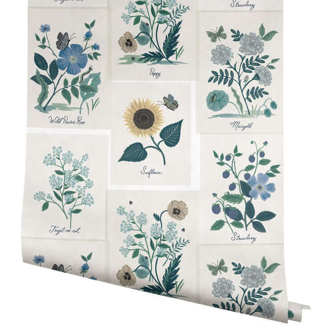 botanical-prints-wallpaper-indigo-york-wallcoverings-rp7335 - York Wallcoverings Wallpaper