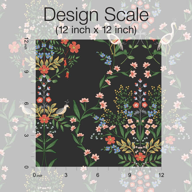 luxembourg-wallpaper-black-multi-york-wallcoverings-rp7329 - York Wallcoverings Wallpaper