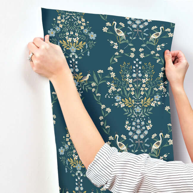 luxembourg-wallpaper-teal-york-wallcoverings-rp7331 - York Wallcoverings Wallpaper