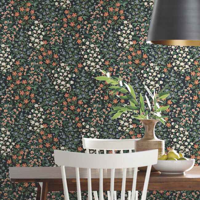 Wildwood Garden Black & Red Wallpaper - York Wallcoverings - RP7378 - York Wallcoverings Wallpaper