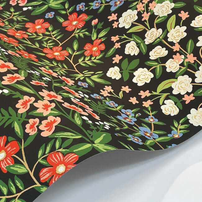 Wildwood Garden Black & Red Wallpaper - York Wallcoverings - RP7378 - York Wallcoverings Wallpaper