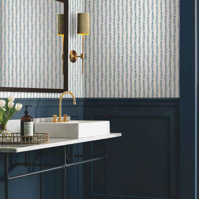 Eden White & Blue Wallpaper - York Wallcoverings - RP7341 - York Wallcoverings Wallpaper
