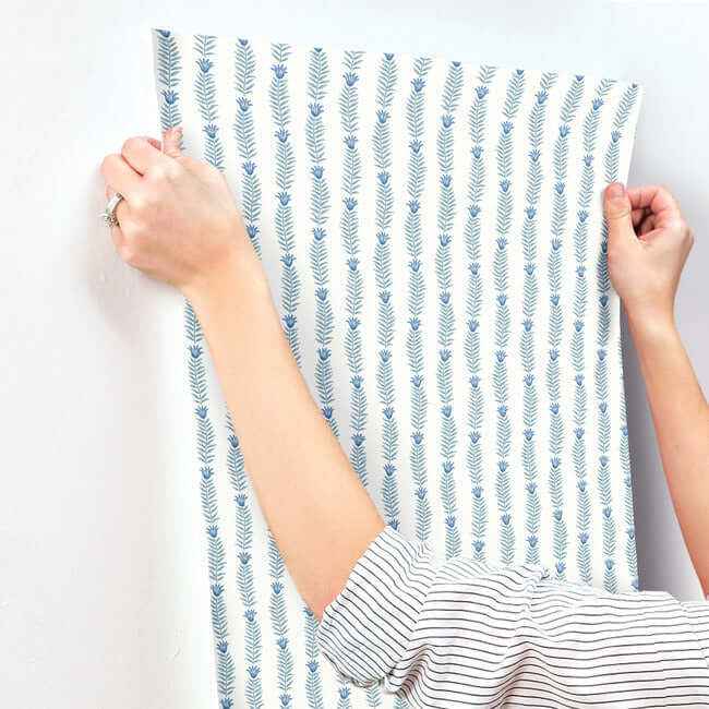 Eden White & Blue Wallpaper - York Wallcoverings - RP7341 - York Wallcoverings Wallpaper