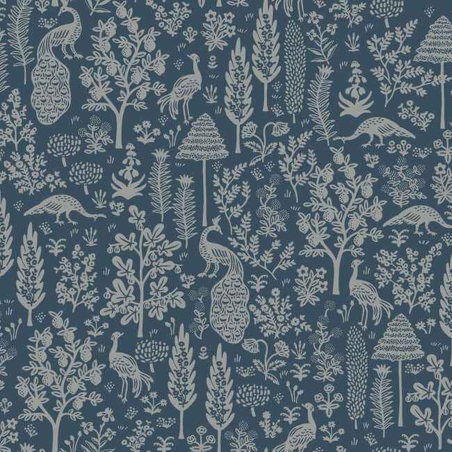 Menagerie Toile Dark Blue Wallpaper - York Wallcoverings - RP7372