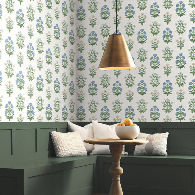 mughal-rose-wallpaper-indigo-york-wallcoverings-rp7347 - York Wallcoverings Wallpaper