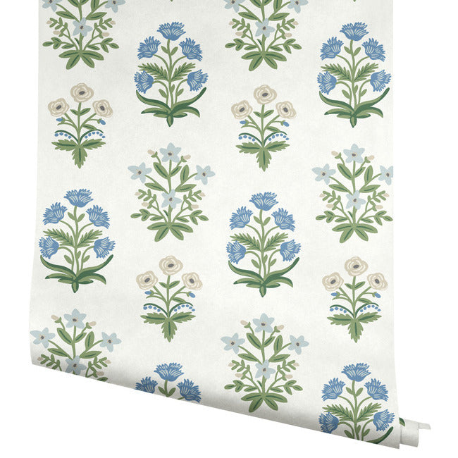 mughal-rose-wallpaper-indigo-york-wallcoverings-rp7347 - York Wallcoverings Wallpaper