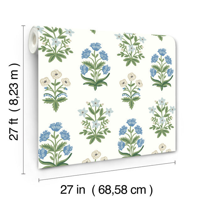 mughal-rose-wallpaper-indigo-york-wallcoverings-rp7347 - York Wallcoverings Wallpaper
