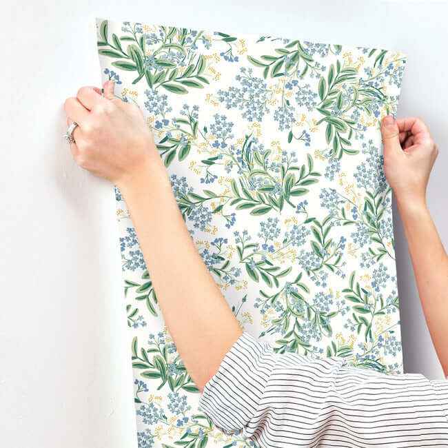 Cornflower White & Green Wallpaper - York Wallcoverings - RP7382 - York Wallcoverings Wallpaper