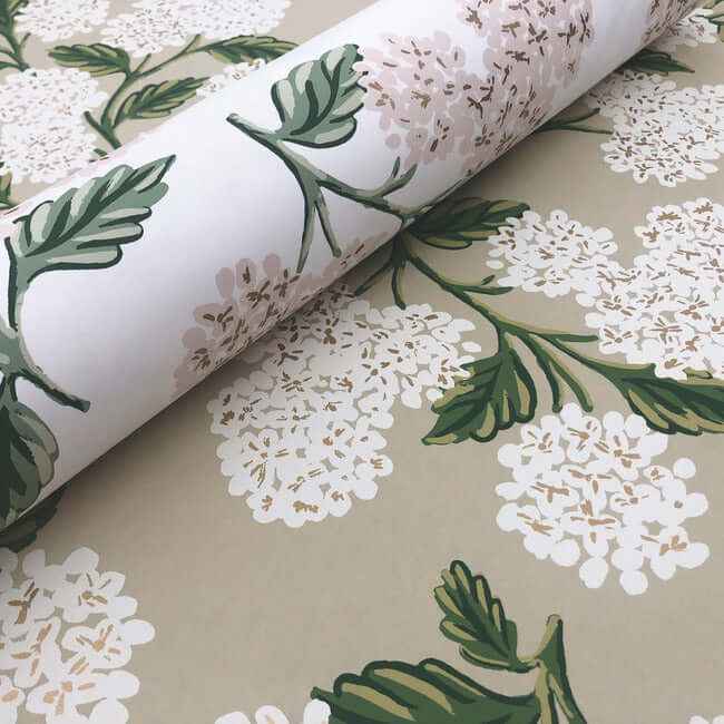 Hydrangea Beige Wallpaper - York Wallcoverings - RP7394 - York Wallcoverings Wallpaper