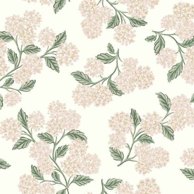 Hydrangea Beige & Pink Wallpaper - York Wallcoverings - RP7393