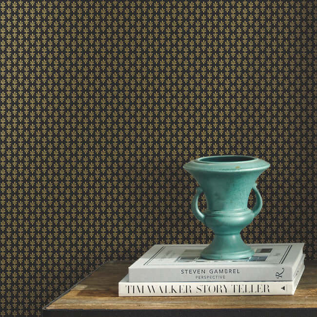 petal-wallpaper-black-metallic-gold-york-wallcoverings-rp7363 - York Wallcoverings Wallpaper