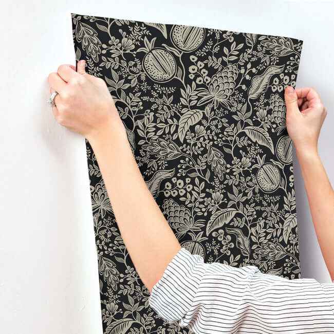 Pomegranate Black Wallpaper - York Wallcoverings - RP7389 - York Wallcoverings Wallpaper