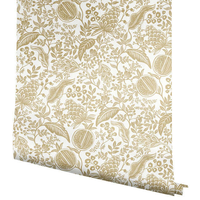 pomegranate-wallpaper-white-metallic-gold-york-wallcoverings-rp7391 - York Wallcoverings Wallpaper