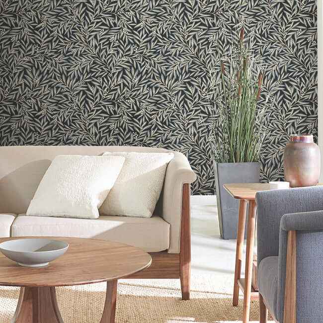 Rowan Black Wallpaper - York Wallcoverings - AC9135 - York Wallcoverings Wallpaper