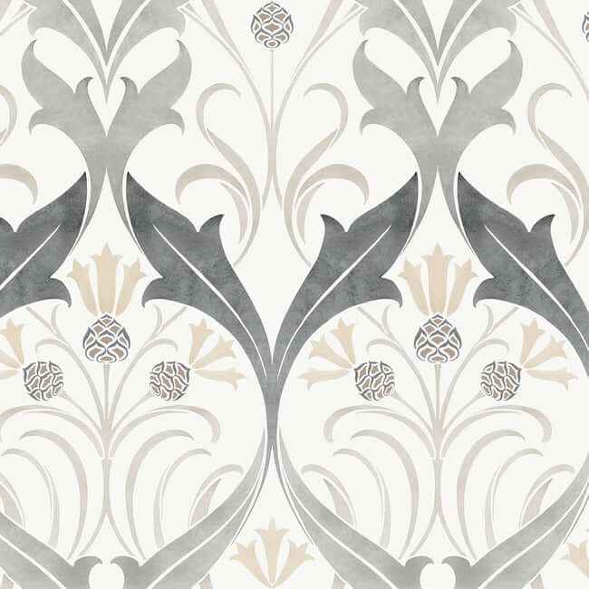 Pine Cone Ribbon Charcoal Metallic Wallpaper - York Wallcoverings - AC9174 - York Wallcoverings Wallpaper