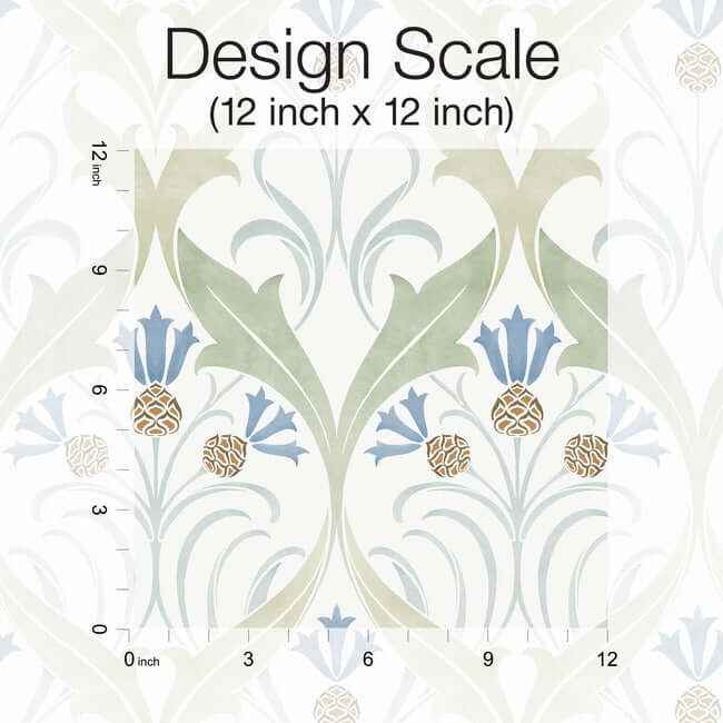 Pine Cone Ribbon Green & Blue Metallic Wallpaper - York Wallcoverings - AC9173 - York Wallcoverings Wallpaper